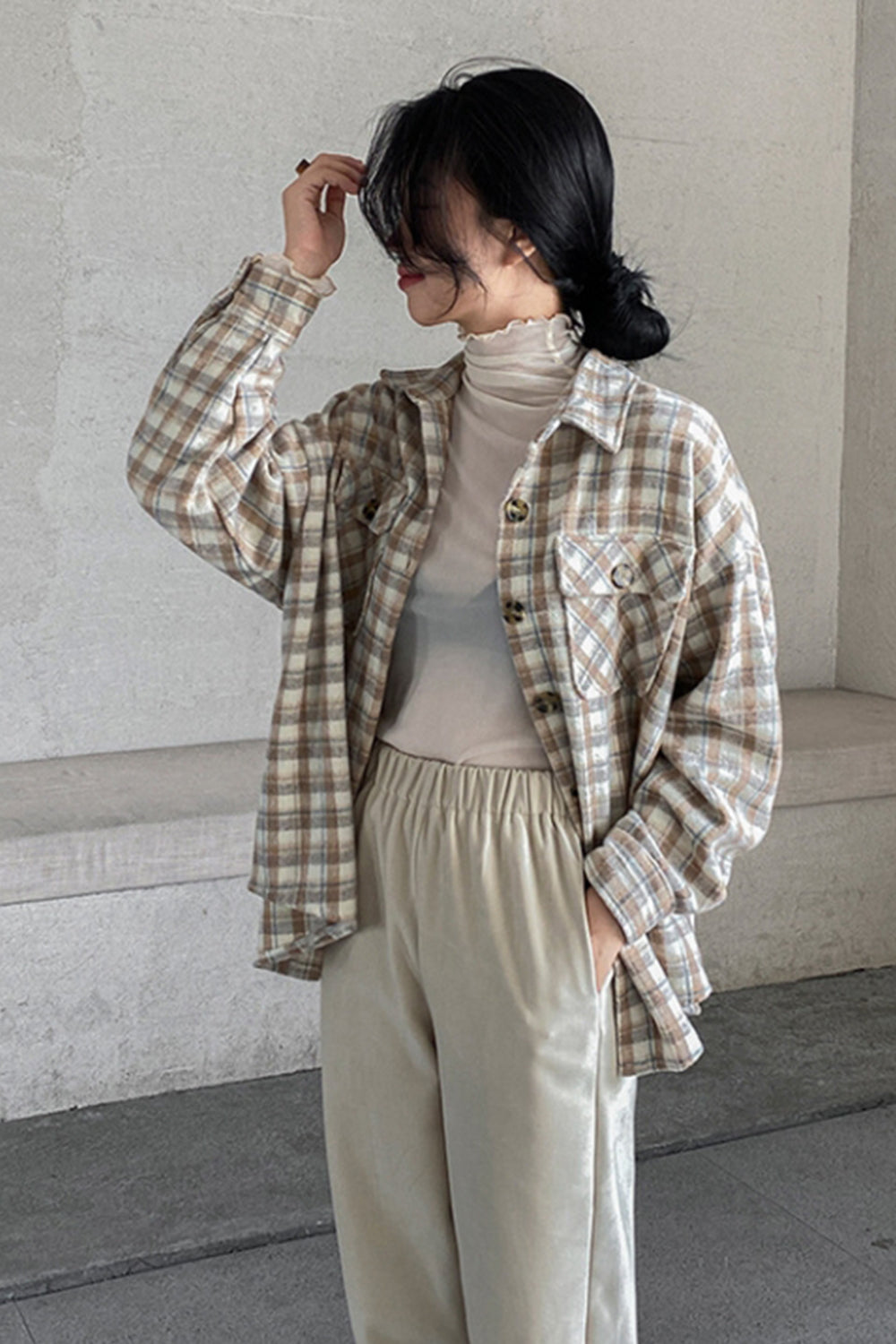 Vintage Flannel Plaid Thickened Shirt