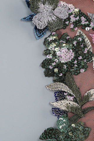 Tropical Floral Embroidered Mini Dress