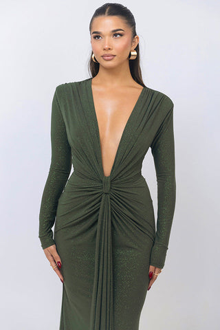 Deep V Neck Long Dress