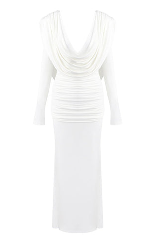 Draped Cowl Neck Maxi Dress