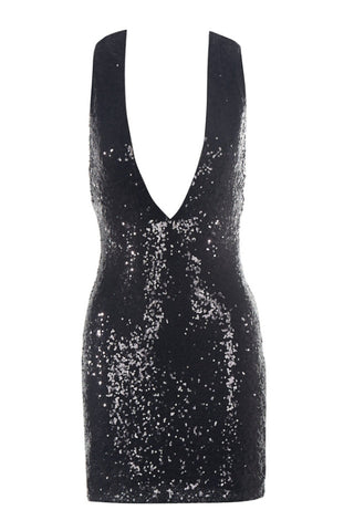 Bellamy Black Deep V Sequin Dress