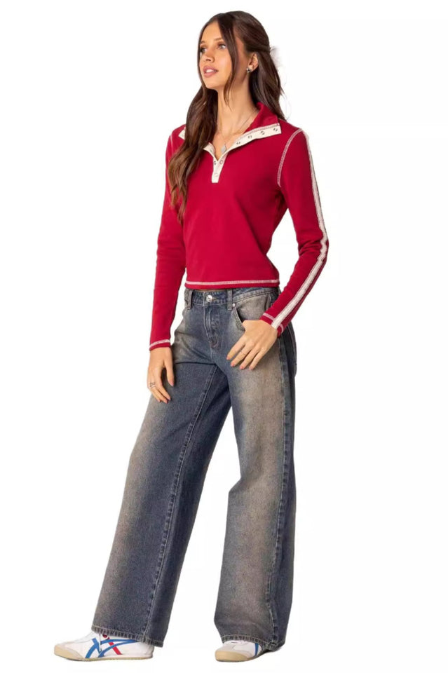 EDIKTED Raelynn Washed Low Rise Jeans