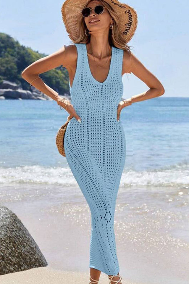 Hollow Out Sleeveless Sweater Dress