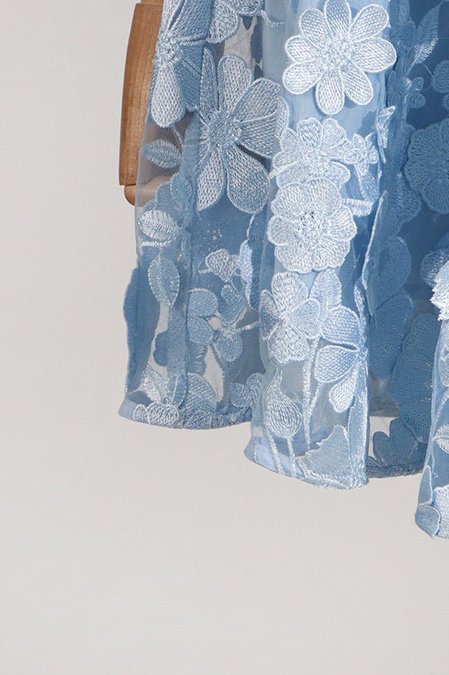 Chayan Flower Embroidery Mini Dress