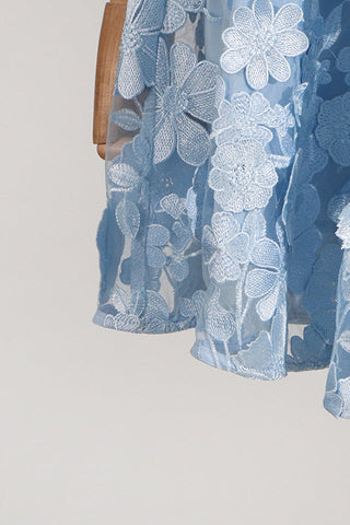 Chayan Flower Embroidery Mini Dress