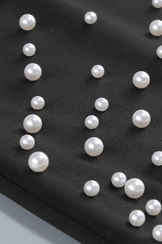 Perla Strapless Pearl Beaded Maxi Dress