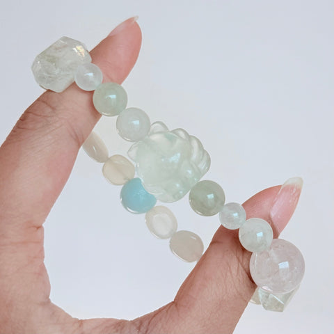 Aquamarine, Amethyst & Moonstone Bracelet