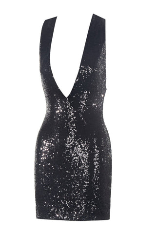 Bellamy Black Deep V Sequin Dress