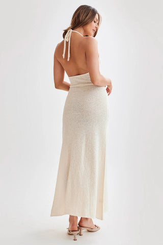 Barbara Halter Floral Applique Knitted Dress