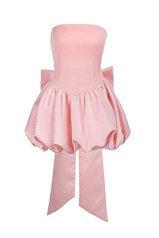 Strapless Bow Puff Mini Dress