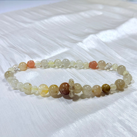 Rutilated Quartz, Citrine & Sunstone Bracelet