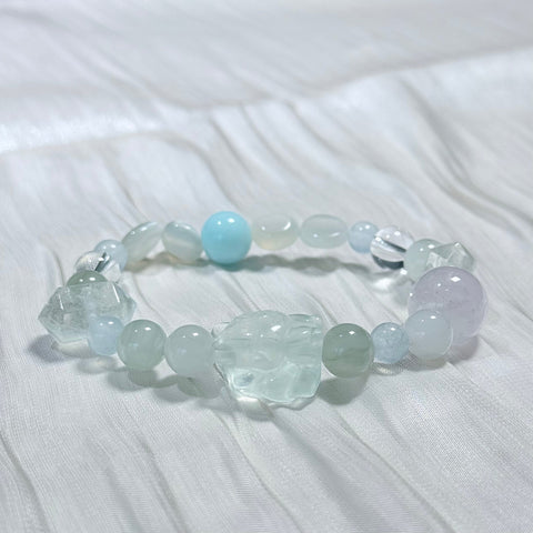 Aquamarine, Amethyst & Moonstone Bracelet