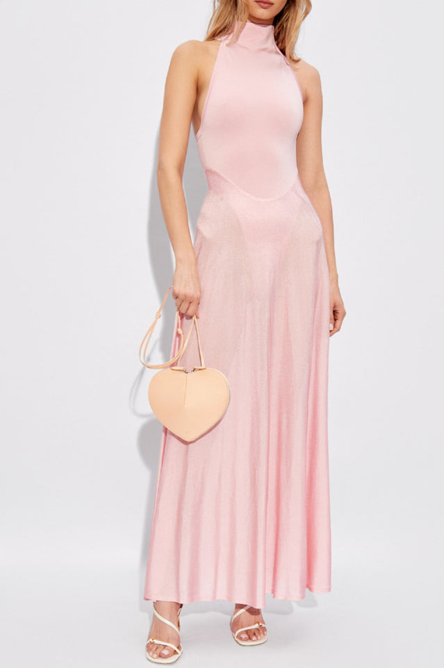 Halter Sheer Flared Dress