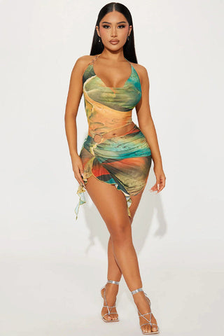 Sunset Halter Wrap Dress