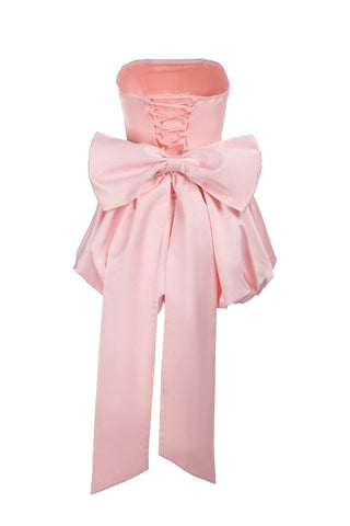 Strapless Bow Puff Mini Dress