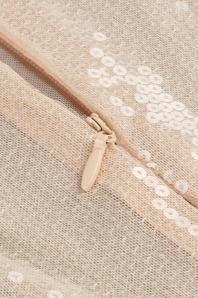 Nude Sequined Transparent Maxi Dress