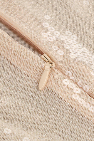 Nude Sequined Transparent Maxi Dress