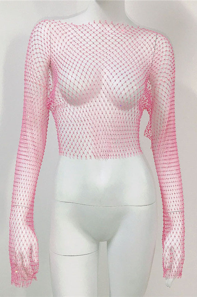 Crystal Diamond See Through Crop Top