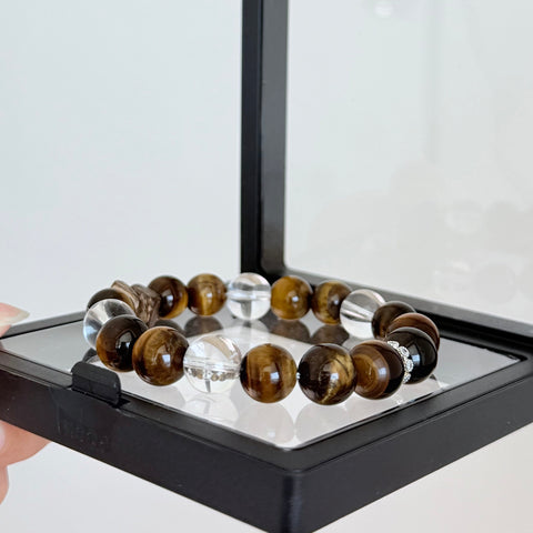 Tiger's Eye and Clear Quartz Bracelet