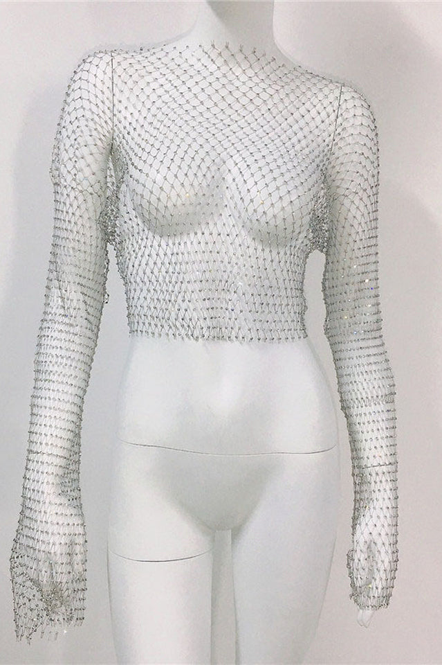 Crystal Diamond See Through Crop Top