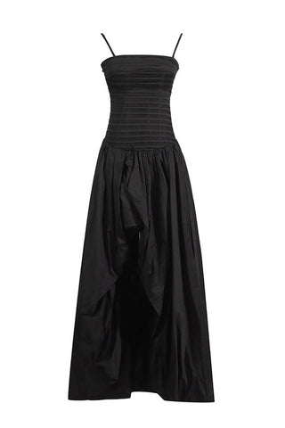 Strapless Ruched Puff Maxi Dress