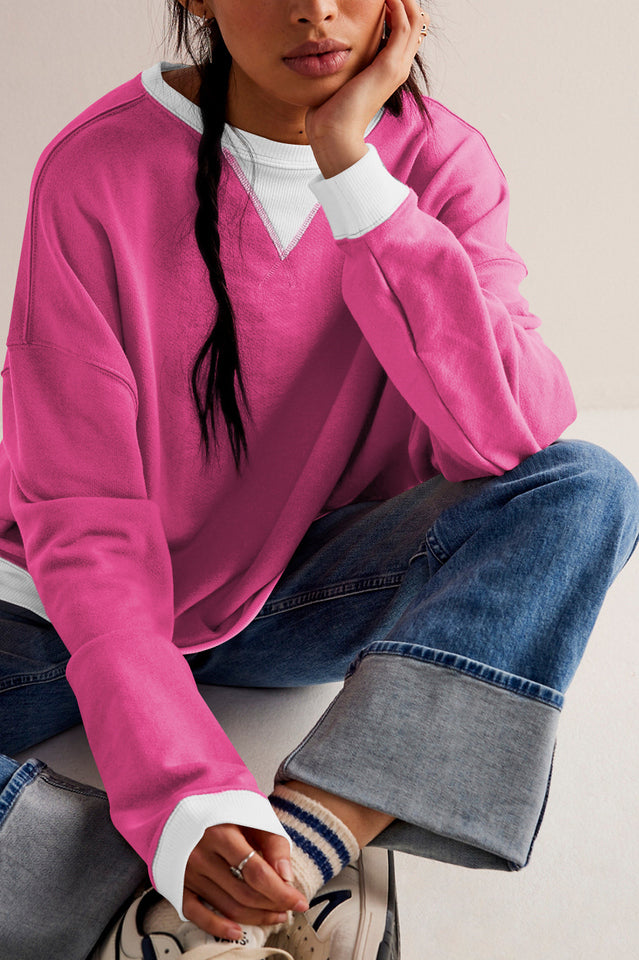 Contrast Dropped Shoulder Sweatshirt