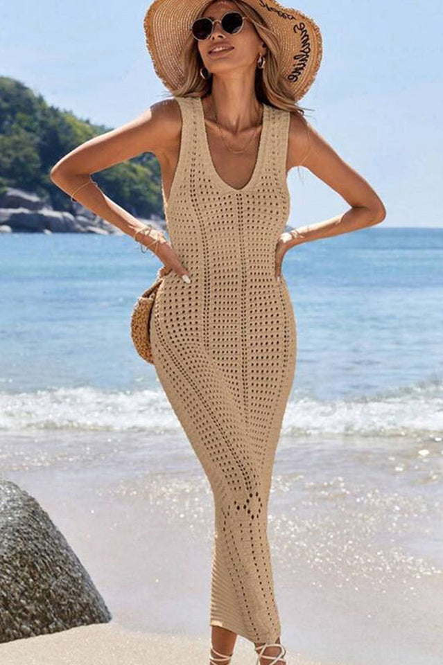 Hollow Out Sleeveless Sweater Dress