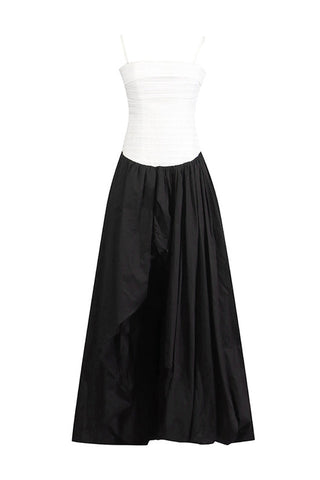 Strapless Ruched Puff Maxi Dress