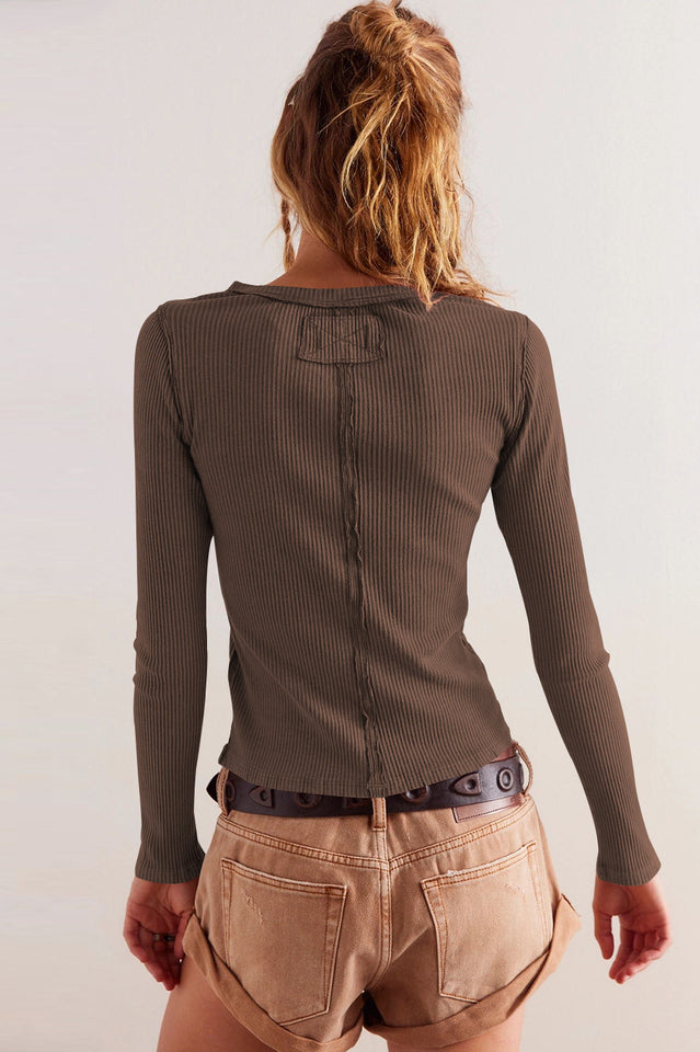 Crew Neck Long Sleeve Cardigan