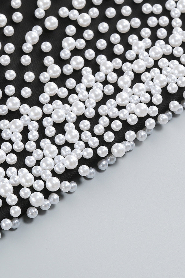 Perla Strapless Pearl Beaded Maxi Dress