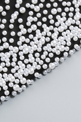 Perla Strapless Pearl Beaded Maxi Dress