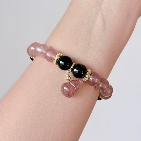 Black Obsidian & Rose Quartz Bracelet