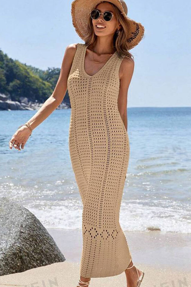 Hollow Out Sleeveless Sweater Dress