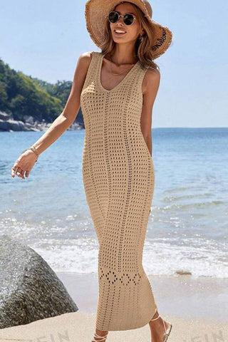 Hollow Out Sleeveless Sweater Dress