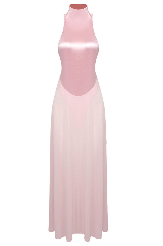 Halter Sheer Flared Dress