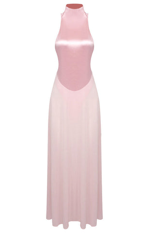 Halter Sheer Flared Dress
