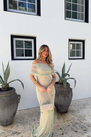 Brooke Off Shoulder Flower Knit Dress