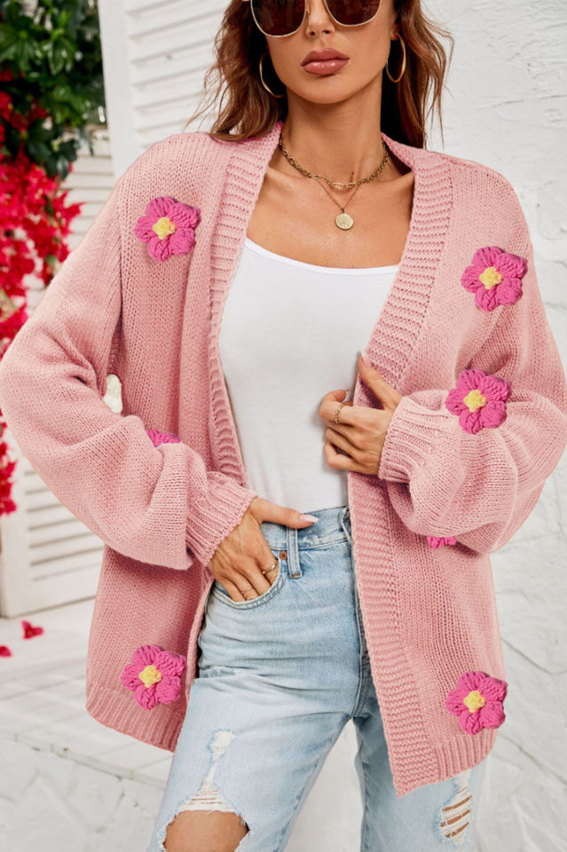 Fall In Daisy Oversized Knit Cardigan
