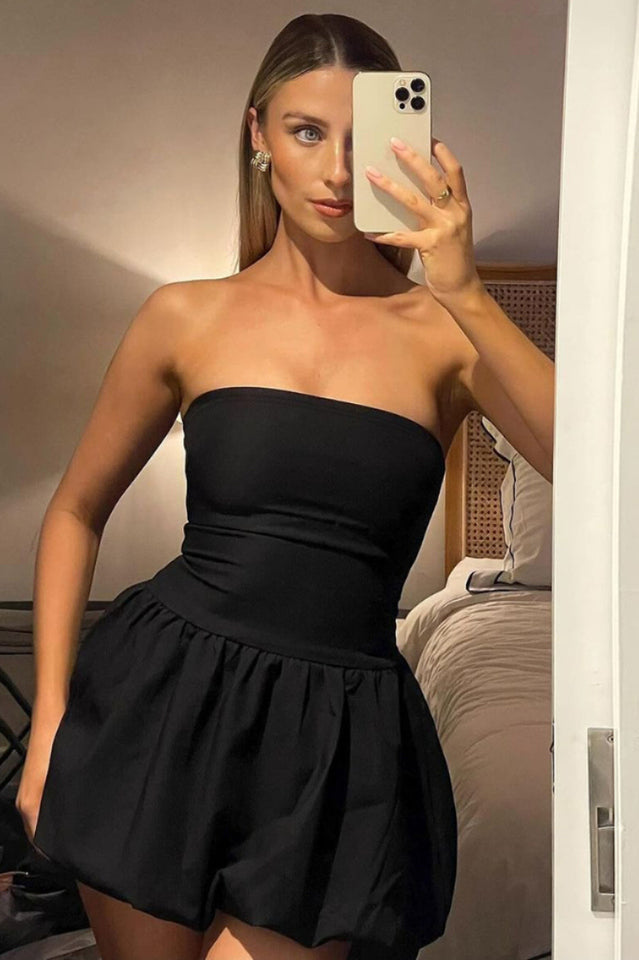 Tube Bubble Hem Mini Dress