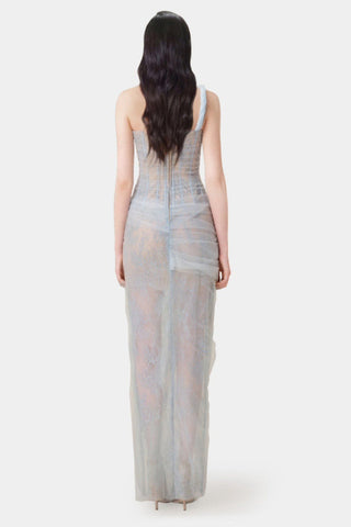 One Shoulder Lace Corset Maxi Dress
