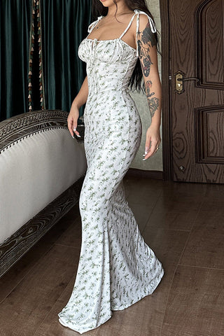 Floral Print Sleeveless Backless Maxi Dress
