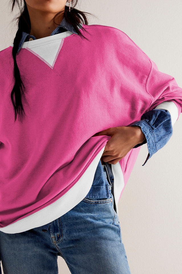 Contrast Dropped Shoulder Sweatshirt