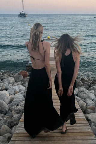 Deep V Neck Backless Long Dress