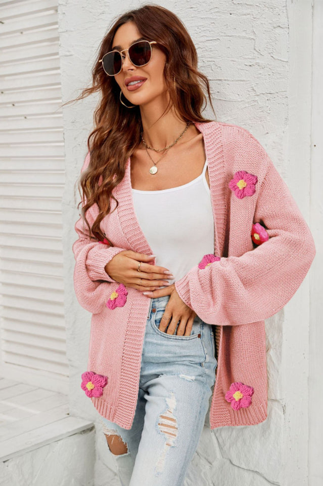 Fall In Daisy Oversized Knit Cardigan