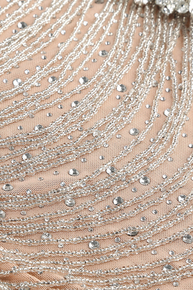 Halterneck Sequin Crystal Embellished Gown