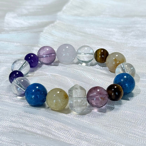 Amethyst, Blue Apatite, Citrine & Clear Quartz Chakra Balance Bracelet