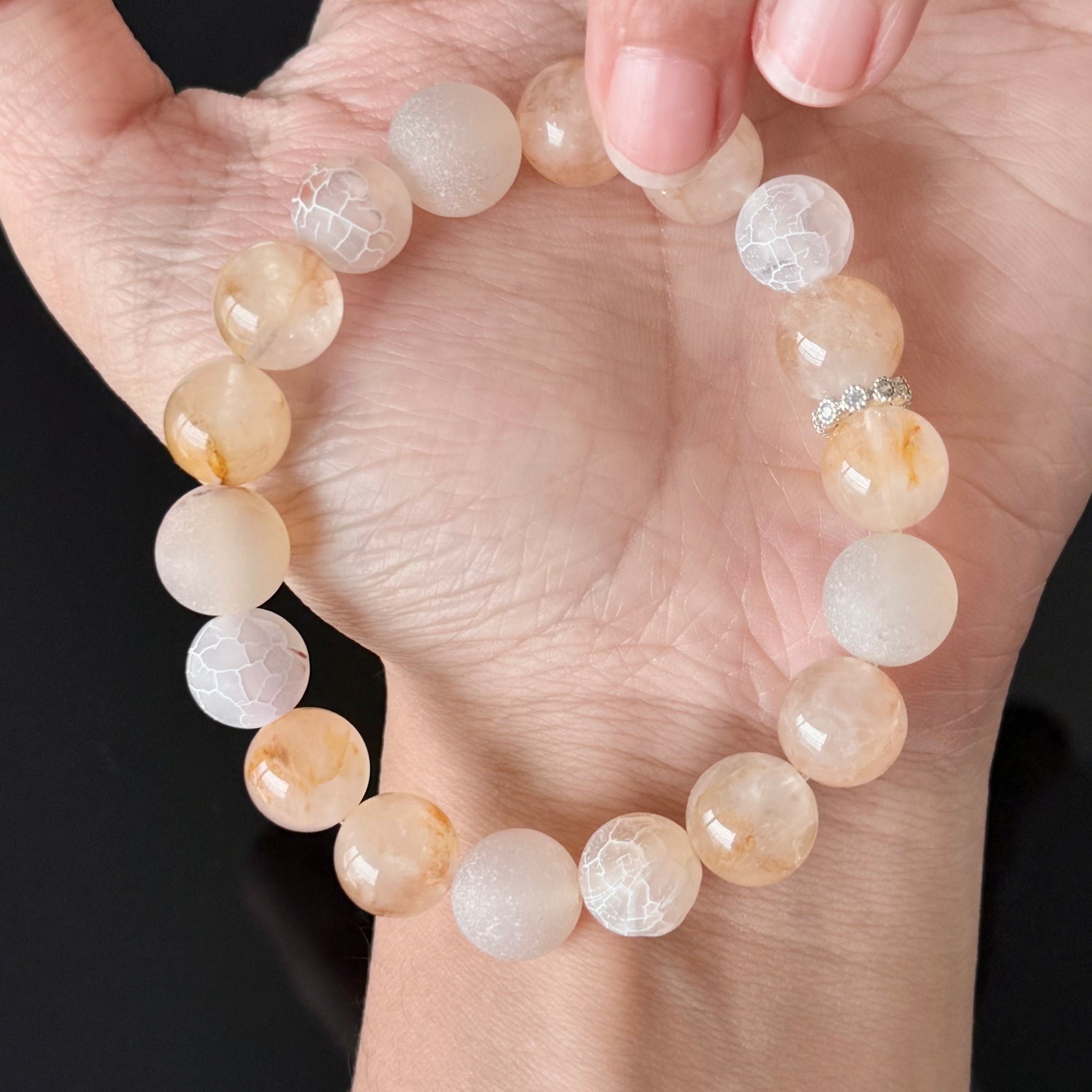 Citrine & Frosted Agate Crystal Bracelet