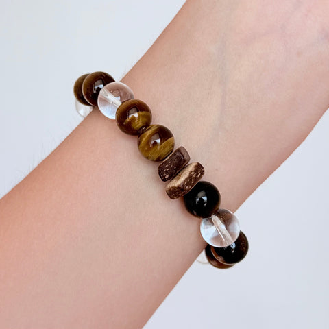 Tiger's Eye and Clear Quartz Bracelet