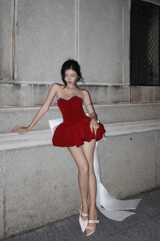 Cookie Strapless Bow Mini Dress