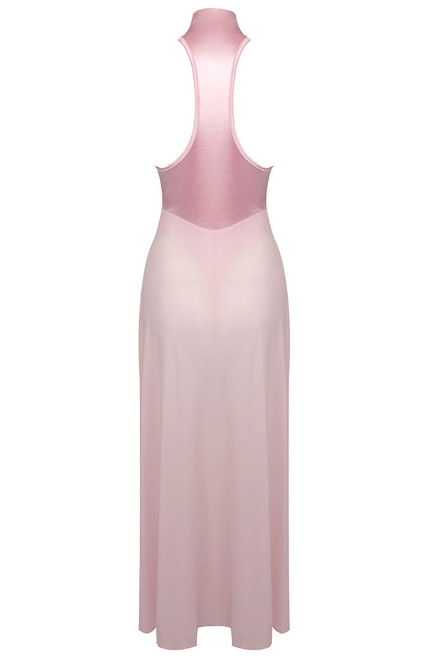 Halter Sheer Flared Dress